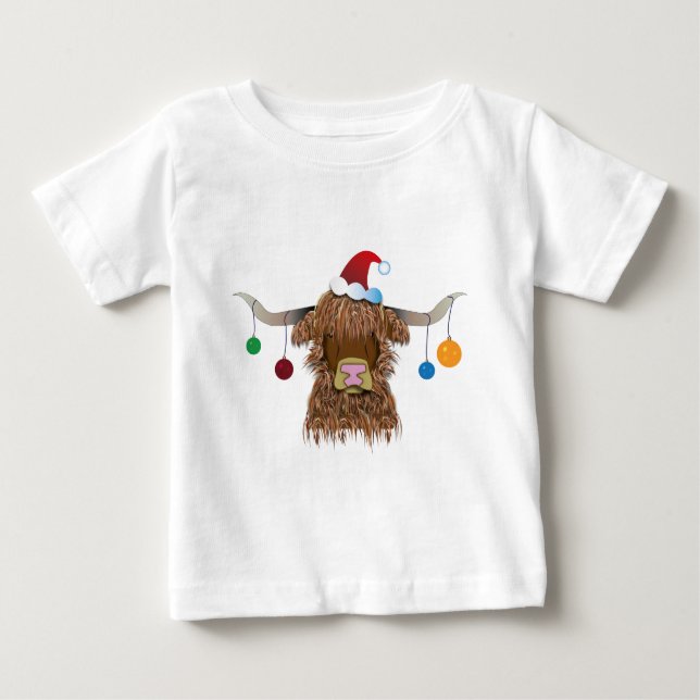 T-shirt Pour Bébé Vache de Noël (Devant)