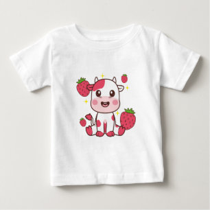 T-shirt Pour Bébé Vache fraise, Vache mignonne, Animal de compagnie 
