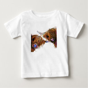 T-shirt Pour Bébé Vache Highland Écossaise ‘ S&N’ par Shirley MacArt