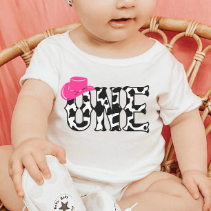 T-shirt Pour Bébé Vache Print Cowgirl Casquette ONE First 1Birthday 