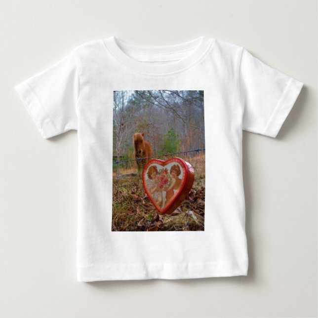 T-shirt Pour Bébé Valentine Heart Miniature Brown Horse (Devant)