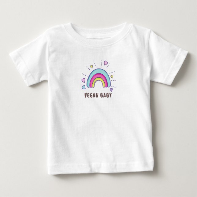 T-shirt pour bébé végétalien - Arc en ciel et Coeu (Devant)