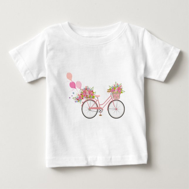 T-shirt Pour Bébé Vélo Whimsical Rose (Devant)