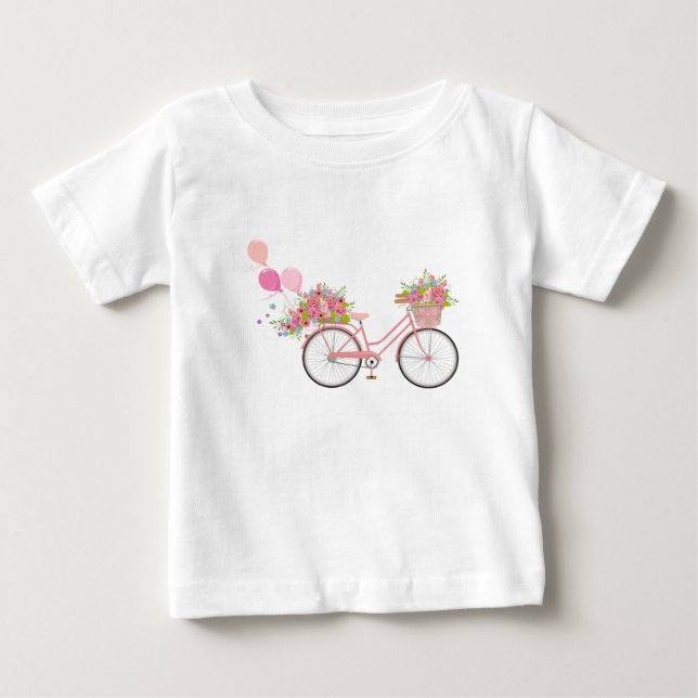 T-shirt Pour Bébé Vélo Whimsical Rose (Devant)