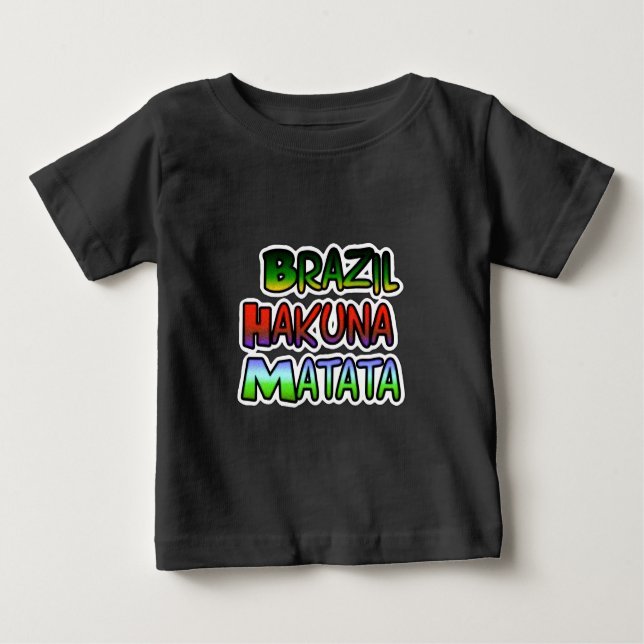 T-shirt Pour Bébé Vert jaune or Brésil Hakuna Matata (Devant)