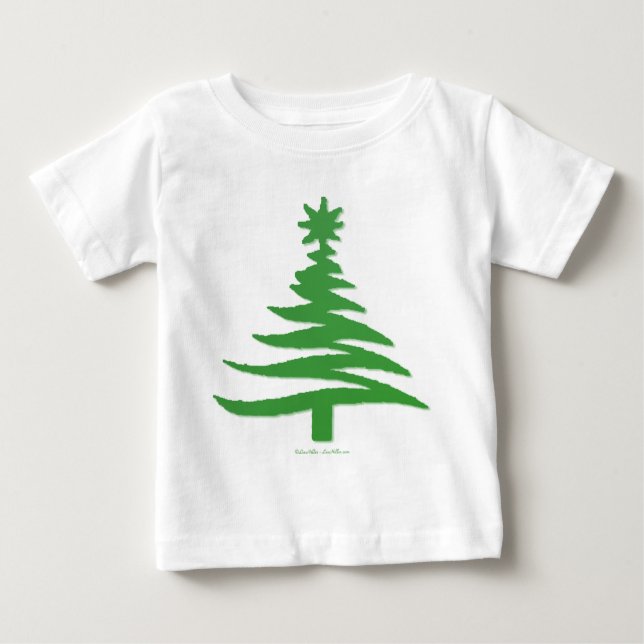 T-shirt Pour Bébé Vert sapin de Noël (Devant)