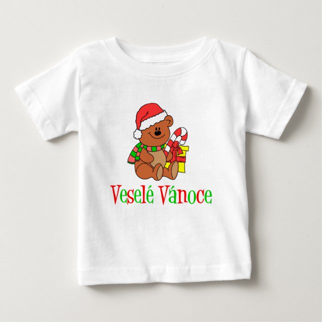 T-shirt Pour Bébé Vesele Vanoce Tchèque Ours de Noël (Devant)