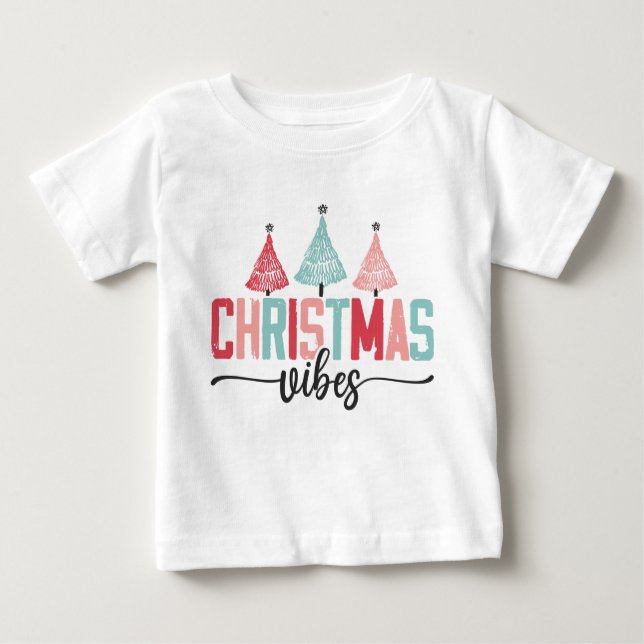 T-shirt Pour Bébé Vibes de Noël - Festive Tree Design (Devant)
