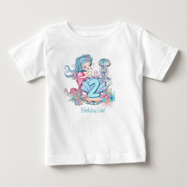 T-shirt Pour Bébé Vie sous-marine de sirène | Fête d'anniversaire av (Devant)