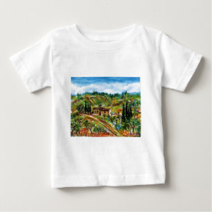 T-SHIRT POUR BÉBÉ VIEILLE FERME, OLIVIERS DANS LE PAYSAGE TOSCANE