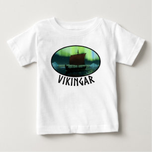 T-shirt Pour Bébé Viking Navire Et Lumières Du Nord