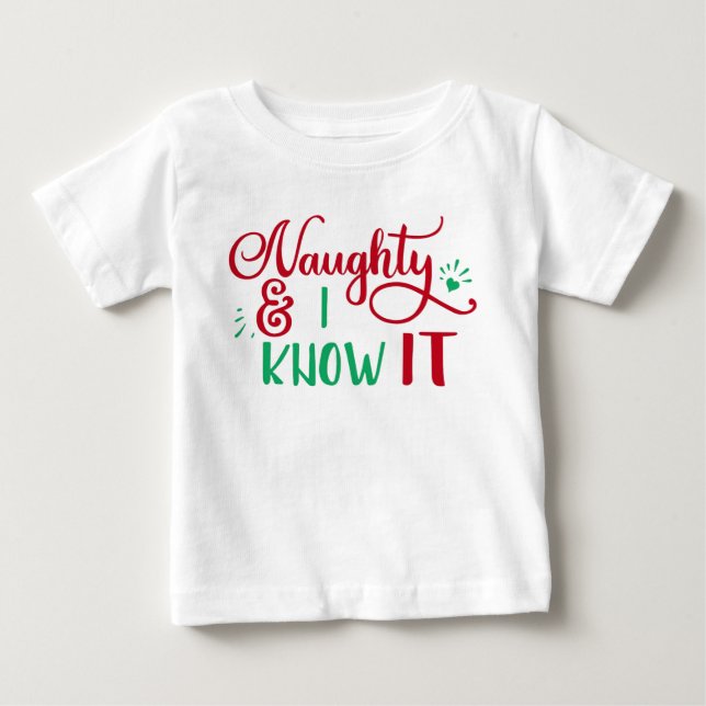 T-shirt Pour Bébé vilain et je le sais c'est drôle Noël (Devant)