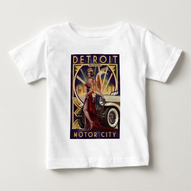 T-shirt Pour Bébé Ville de moteur de Detroit, Michigan | (Devant)