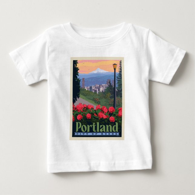 T-shirt Pour Bébé Ville de Rose | Portland, Oregon (Devant)