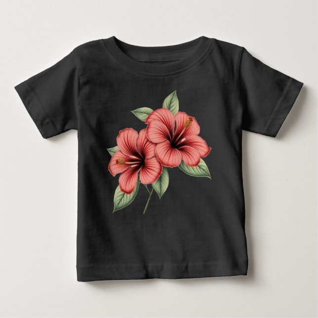 T-shirt Pour Bébé Vintage hibiscus (Devant)