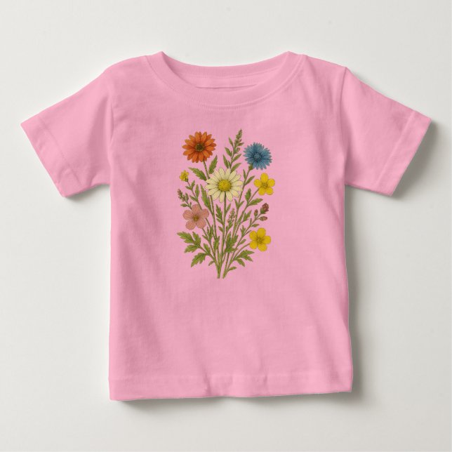 T-shirt Pour Bébé Vintage wildflower (Devant)