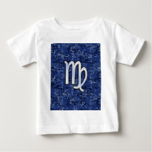 T-shirt Pour Bébé Virgo Zodiac Connexion Camouflage numérique bleu