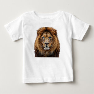 T-shirt Pour Bébé Visage de lion majestueux aux yeux bleus   Anima f