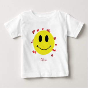 T-shirt Pour Bébé Visage Grin avec Coeurs rouges Personnalisé