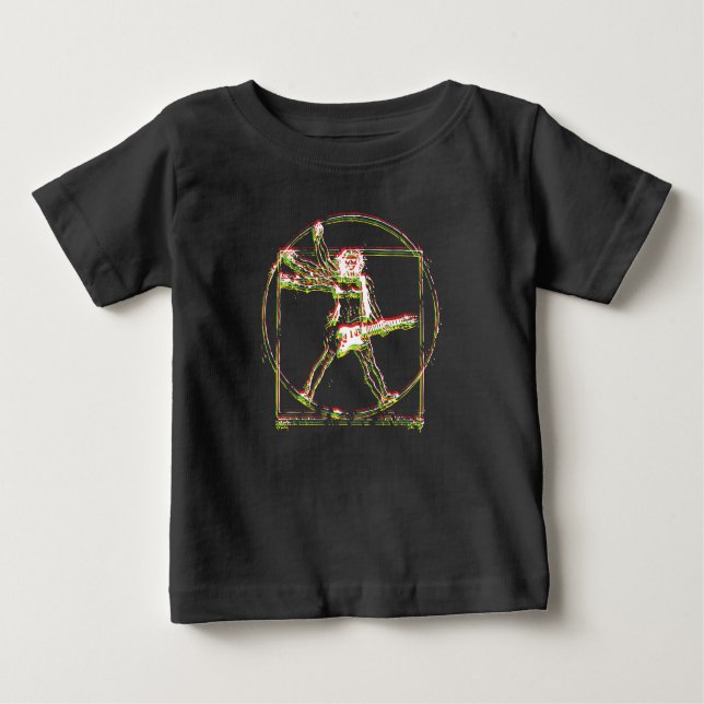 T-shirt Pour Bébé Vitruvian Rocker Guitare Art Design (Devant)