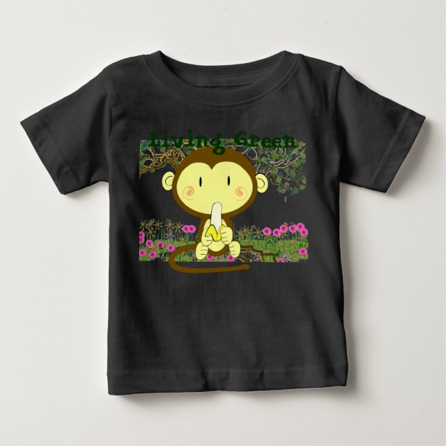 T-shirt Pour Bébé Vive le singe vert est parti bananes (Devant)