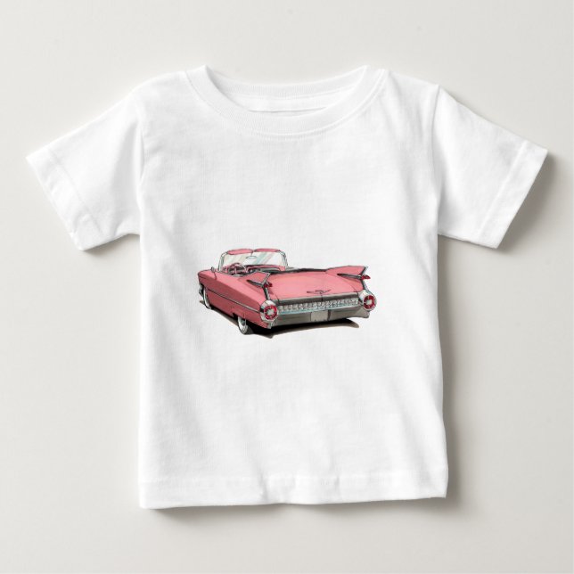 T-shirt Pour Bébé Voiture 1959 rose de Cadillac (Devant)