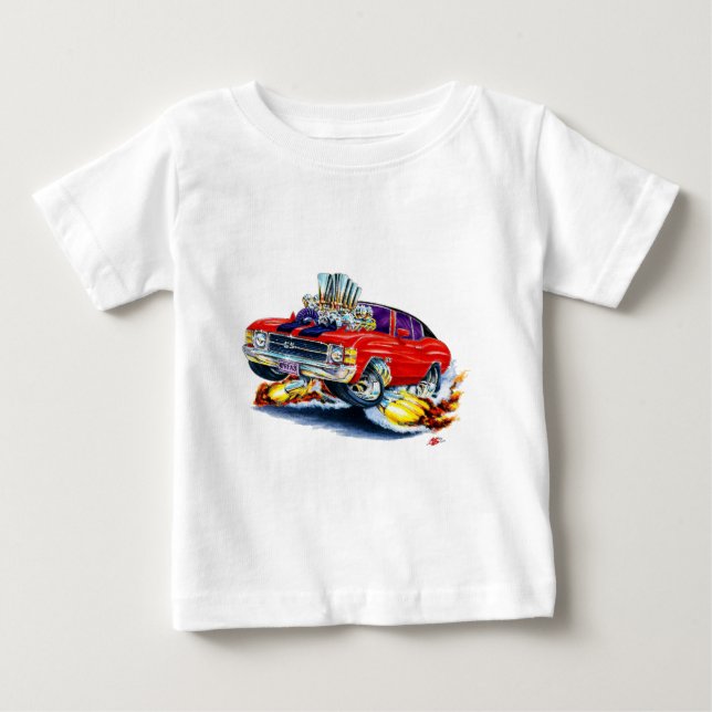 T-shirt Pour Bébé Voiture 1971-72 supérieure Rouge-Noire de Chevelle (Devant)