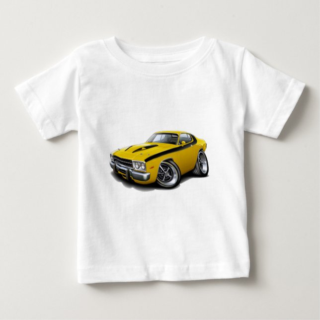 T-shirt Pour Bébé Voiture 1973-74 Jaune-Noire de Roadrunner (Devant)