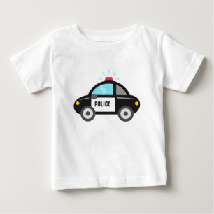 T-shirt Pour Bébé Voiture de police mignonne avec sirène