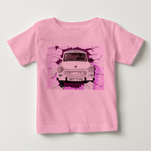 T-shirt Pour Bébé Voiture de Trabant et mur de Berlin Rose/lilas