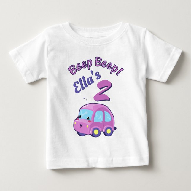 T-shirt Pour Bébé Voiture Kawaii (Devant)