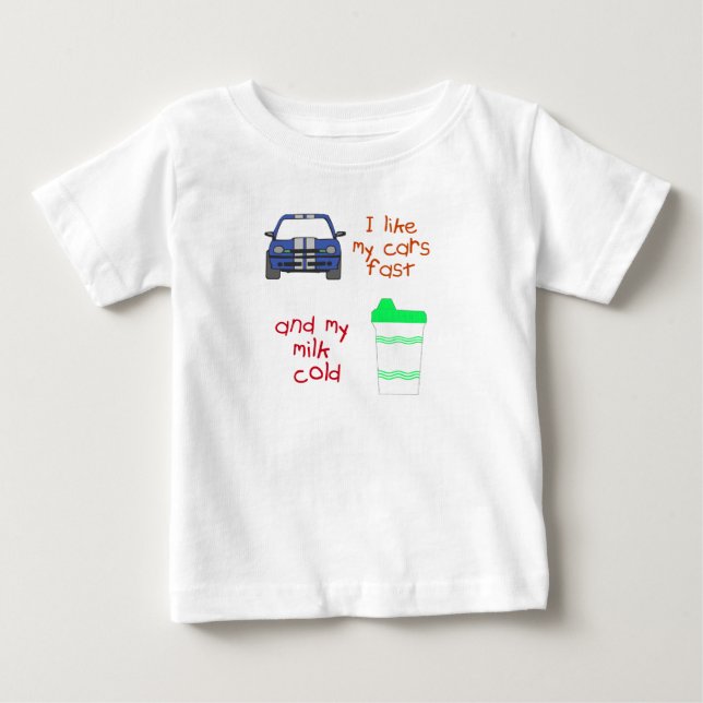 T-shirt Pour Bébé Voitures rapides et lait froid (Devant)