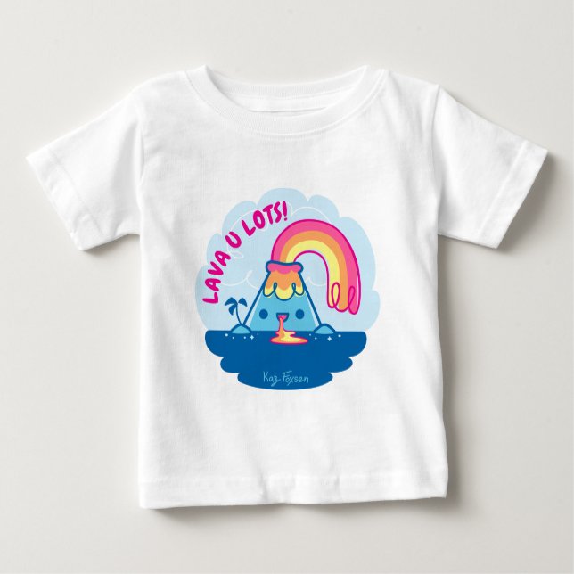 T-shirt Pour Bébé Volcan de Kawaii (Devant)