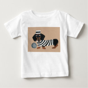 T-shirt Pour Bébé Voleur de friandises pour teckel noir et feu, Pris