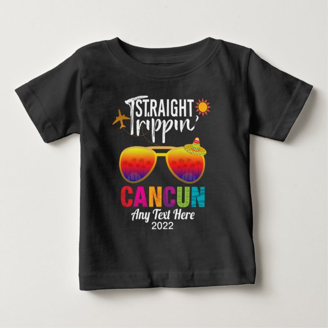 T-shirt Pour Bébé Voyage droit Cancun Mexique Vacances voyage  (Devant)