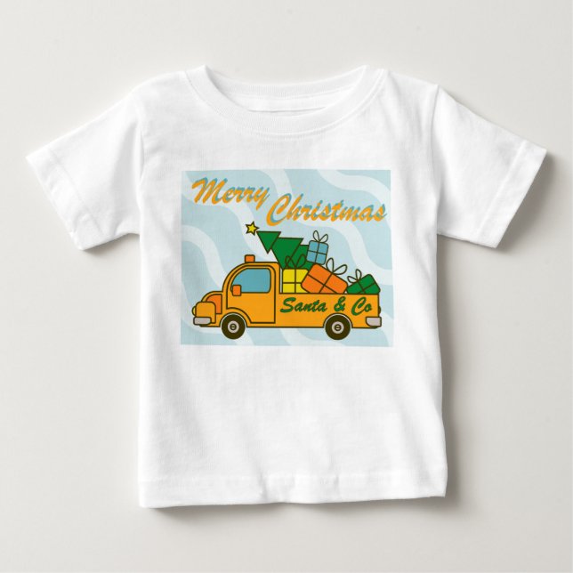T-shirt Pour Bébé Vue latérale du camion père Noël Joyeux Noël (Devant)