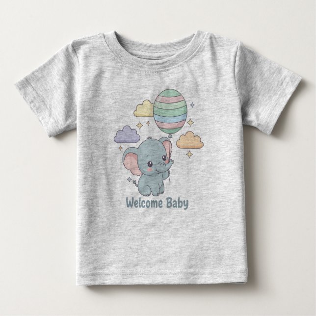 T-shirt Pour Bébé Welcome Baby Elephant Design (Devant)