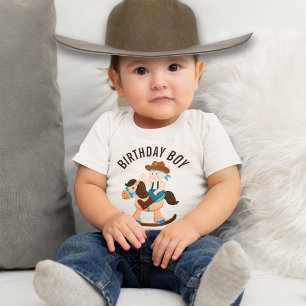 T-shirt Pour Bébé Western Cowboy Rocse Horse Boy Anniversaire