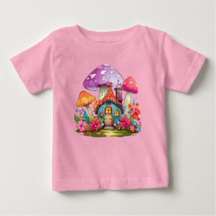 T-shirt Pour Bébé Whimsy Wonderland Champignons House Bodysuit bébé