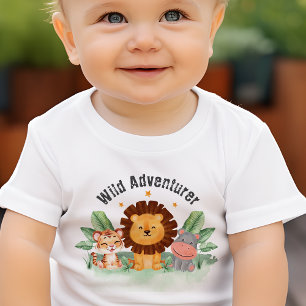 T-shirt Pour Bébé Wild Adventurer Jungle Safari Animaux Anniversaire