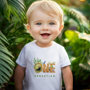 T-shirt Pour Bébé Wild One 1er anniversaire mignon Jungle Animaux Ph
