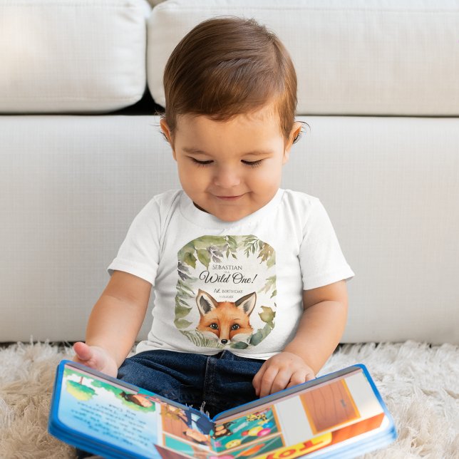 T-shirt Pour Bébé Wild One 1er anniversaire Renard boisé (Créateur téléchargé)