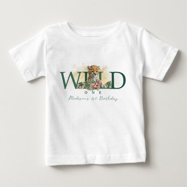 T-shirt Pour Bébé Wild One Animal Guepard Baby Boy 1er anniversaire (Devant)
