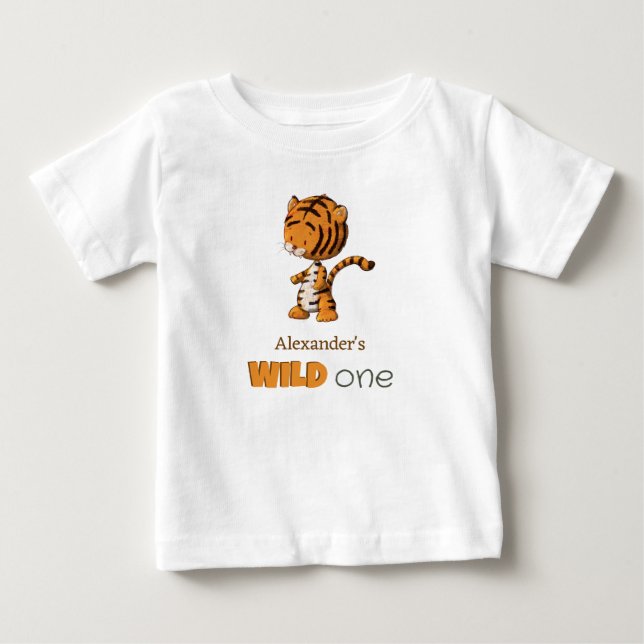 T-shirt Pour Bébé Wild One Baby Tiger Safari premier anniversaire (Devant)
