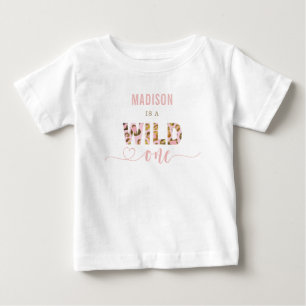 T-shirt Pour Bébé Wild One Blush Pink Jungle Safari 1er anniversaire