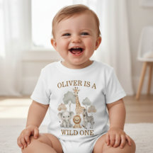 Wild One Boy 1st Birthday Safari Baby