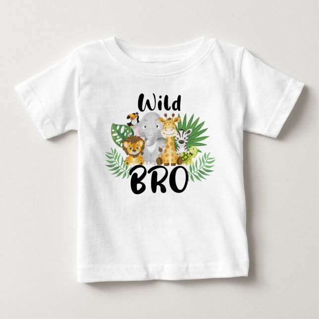 T-shirt Pour Bébé Wild One Bro Brother 1er anniversaire Safari famil (Devant)