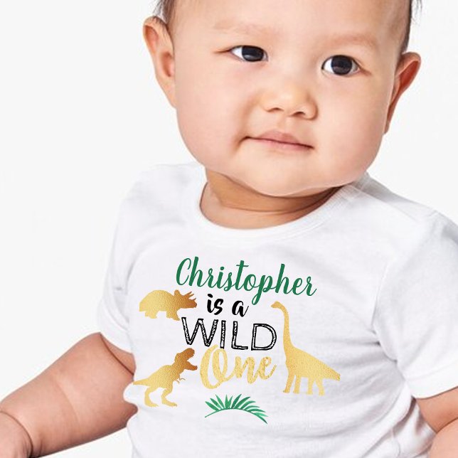 T-shirt Pour Bébé Wild One Dinosaur Boys 1er anniversaire (Créateur téléchargé)