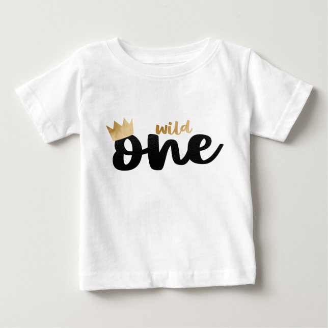 T-shirt Pour Bébé Wild One Gold Foil Crown Boy Premier anniversaire (Devant)