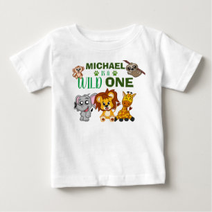 T-shirt Pour Bébé Wild One Jungle Safari Animaux 1er Anniversaire